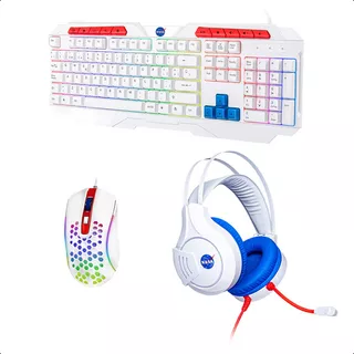 Kit Gamer Nasa Colors Teclado Mouse Rgb Y Diadema Estereo Color Del Mouse Blanco Color Del Teclado Blanco