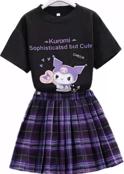 New Traje Infantil De Manga Corta Con Falda Kuromi 2024