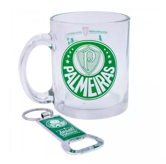 Caneca De Vidro 350ml Com Abridor De Garrafas Palmeiras