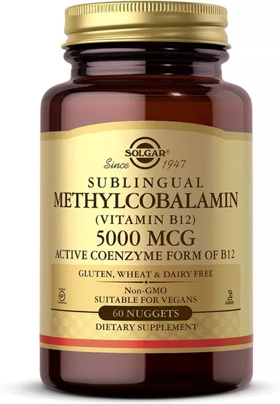 Metilcobalamina Vitamina B12.  5000mcg Sublingual. 60 Caps