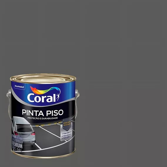 Tinta Pinta Piso Alta Resistencia 3,6lt Coral Cores Cor Cinza Escuro