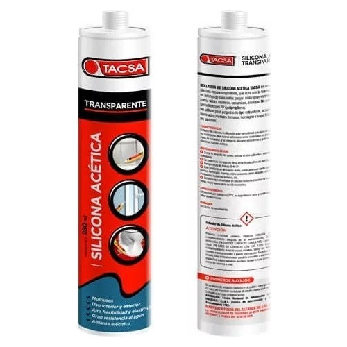 Silicona Acética Transparente Cartucho 280ml Tacsa X 24 Unid