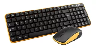 Kit de Teclado y Mouse Inalámbrico Ghia Compacto Teclado en Español Color Negro y Amarillo Modelo GT4000NA