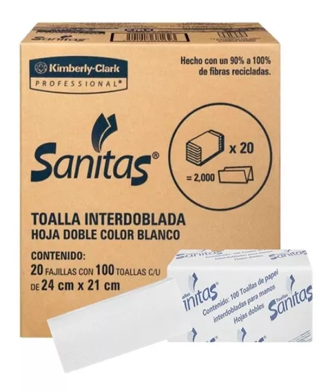 Sanitas Toalla Interdoblada 20 Fajillas Con 100 Toallas C/u