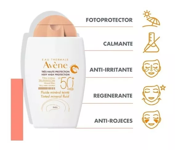 Avène Protector Solar Fluido Mineral Con Color Fps50+ 40mL