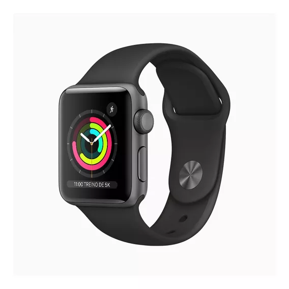 Apple Watch  Series 3 (GPS) - Caixa de alumínio cinza-espacial de 38 mm - Pulseira esportiva preto