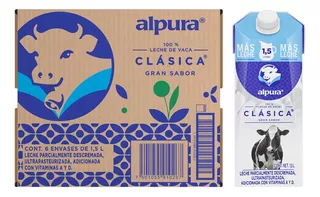 Alpura caja de leche clásica 6 unidades de 1.5L