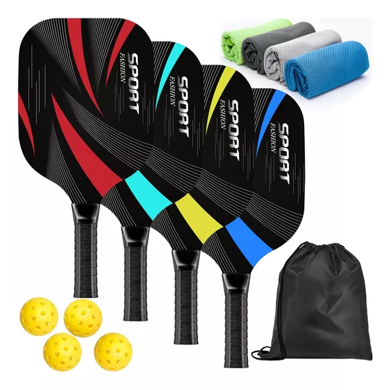 Set De Paddle De Madera Premium Para Pickleball 4 Palas To