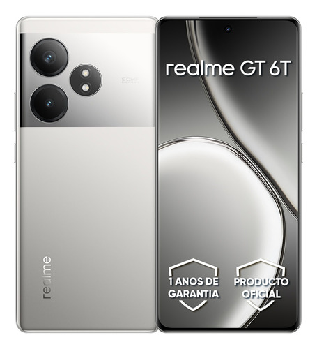 Realme Gt 6t 12gb Ram 256gb Rom 50mp Cámara Principal 6000 Nit Hyper Display 120w Carga 5500 Mah Plateado