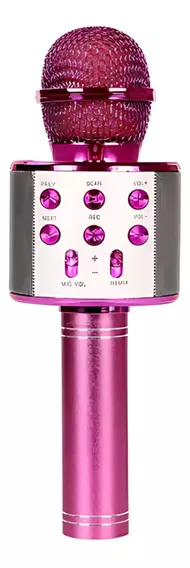 Microfone Karaoke Sem Fio Bluetooh Infantil Minimen Mixer Cor Pink