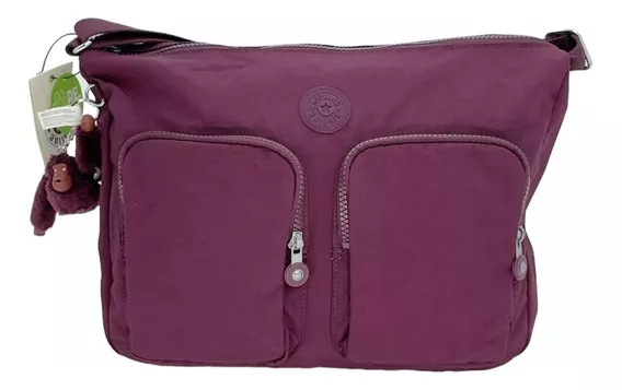 Bolso Kipling Sidney Liso Color Dark Plum Tonal