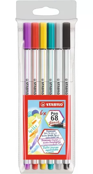 Brush Pen Stabilo - Estojo Com 6 Cores