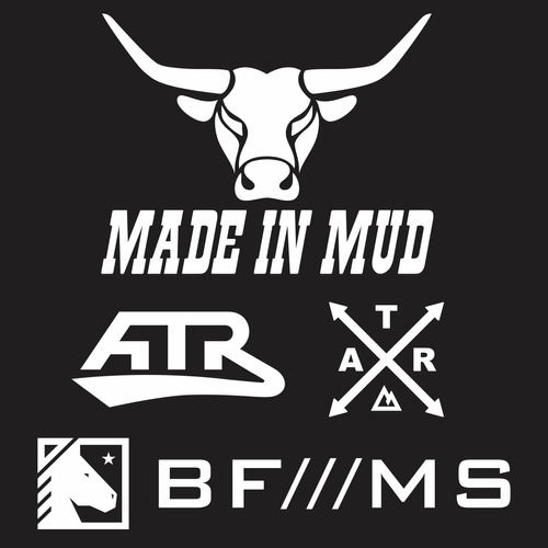 Kit 4 Adesivos Made In Mud Bf///ms Atr Automotivo P/ Pickup