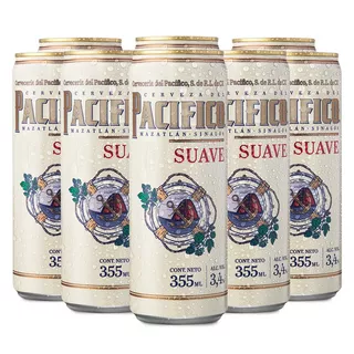 Cerveza Pacífico Suave Pilsner lata 355 mL 24 unidades