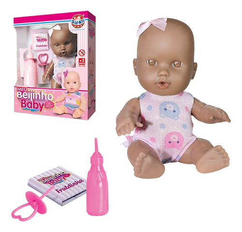 Boneca Meu Beijinho Baby Negra Bebe Infantil Criança Menina