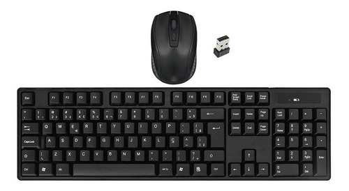 Kit De Teclado E Mouse Sem Fio 2.4Ghz Usb Wireless Preto Mbtech Mb54264 K4 Português Abnt2 Brasil Ergonômico