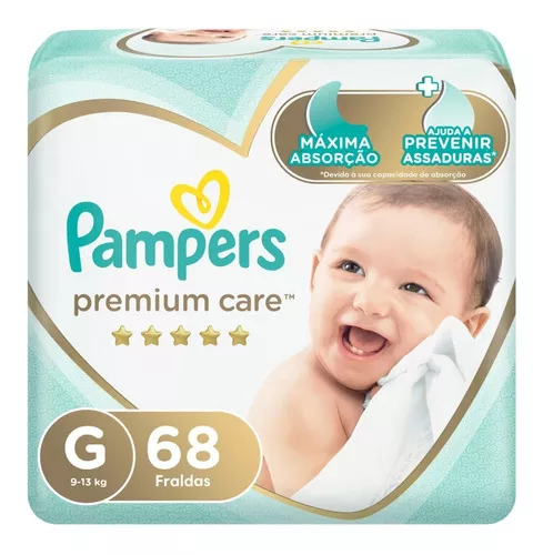 Pacote De Fraldas Premium Care Tamanho G Com 68 Unidades Pampers