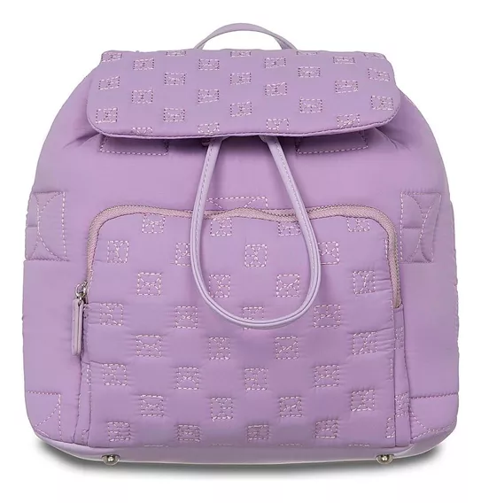 Bolsa Mochila Cloe Para Mujer Acolchada Con Monograma Color Lila