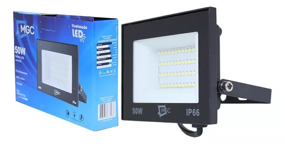 MGC Refletor Led 50w Holofote Prova Dágua Ip66 Branco Frio Cor da carcaça Preto Cor da luz Branco-frio 110V/220V