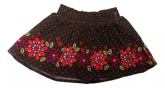 Falda Circular Para Bebé Niña 12m Cherokee Floreada Cafe Pan