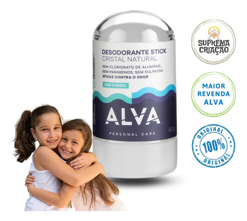 Desodorante Infantil Natural Alva 60g Cristal Promoção