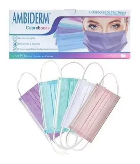 Cubrebocas Ambiderm 50 piezas