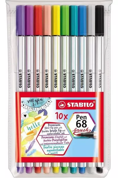 Caneta Pen Brush Stabilo Estojo 10 Cores 46.9223