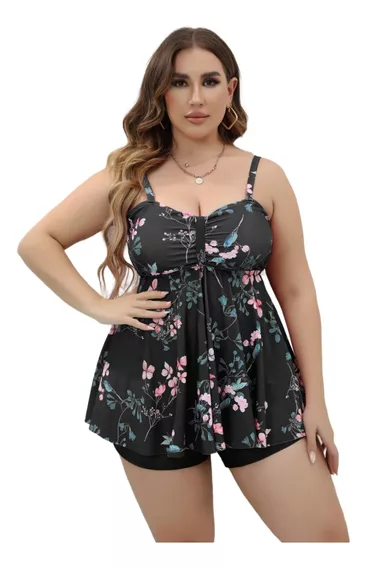 Traje De Baño Para Gorditas Curvy Blusón Short