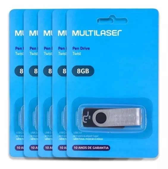 Kit Pendrive 5un 8gb Multilaser Pd587 Usb Original Atacado