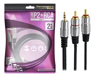 Cabo De Audio P2 X 2 Rca 2m Profissional Plug Metal 2 Metros