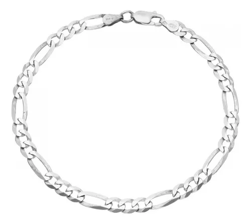 Pulseira Prata 925 De Lei Maciça 5mm 3x1 Masculina Legítima Comprimento 21 cm