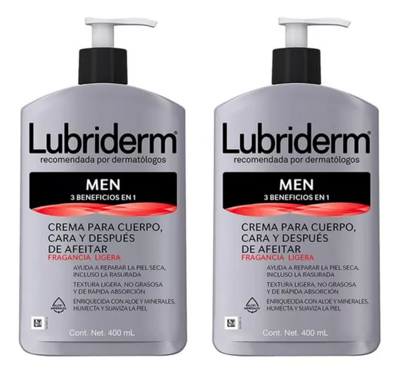 2 Cremas Corporal Lubriderm Men 3 En 1 Con Fragancia 400ml