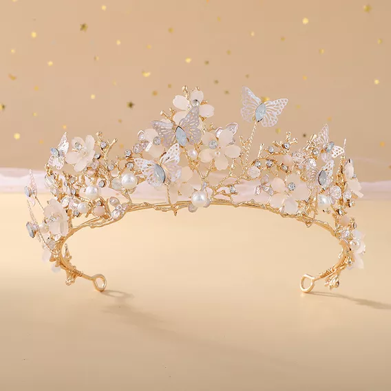 Corona Princesa Niña Tiaras Para Mujer Mariposa Flor Regalo