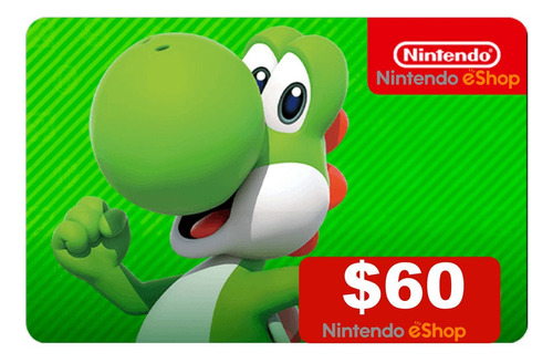 Cartão Nintendo Eshop Switch Card Usa $60 Dólares Americano