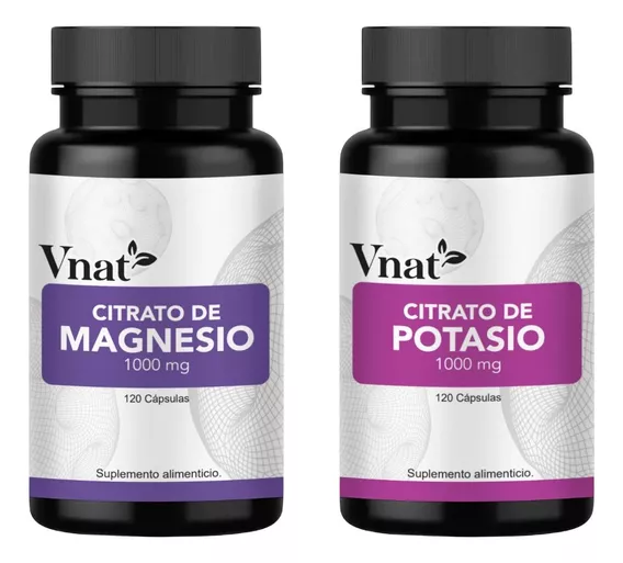 Citrato De Magnesio Y Potasio Vnat 1000mg Con 120 Caps C/una Sabor Neutro