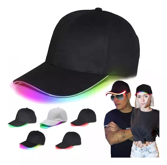 Gorra De Béisbol Luz Led Luminosa De Moda Colores De Colores