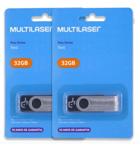 Kit Pendrive 32gb - 2 Unidades Multilaser 100% Original + Nf