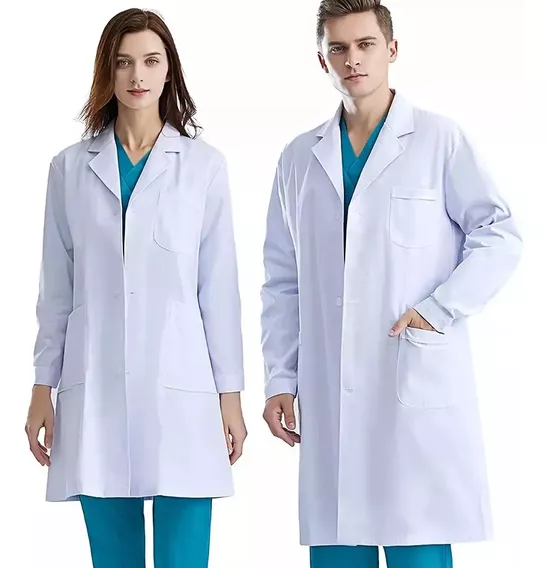 Uniforme Médico, Bata Laboratorio, Bata Larga Blanca