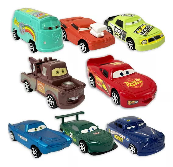 Kit 8 Carrinhos Fricção Filme Carros 3 Relampago Mcqueen