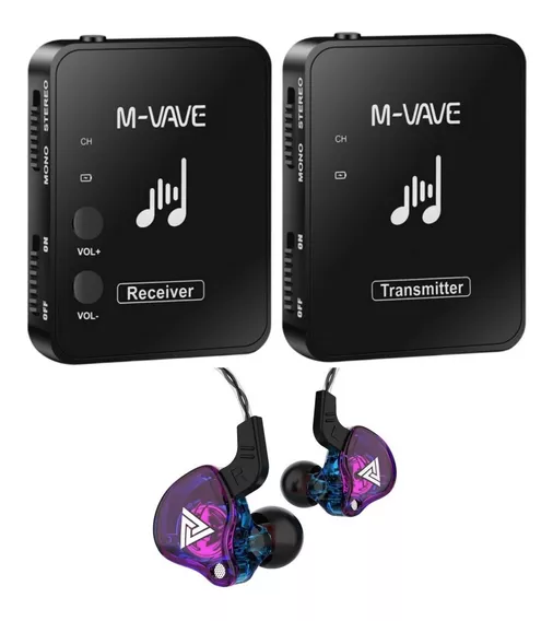 Kit Monitor De Palco M-vave + Fone De Ouvido Qkz Ak6 Violeta