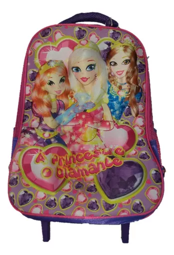 Mochila De Rodinha Princesa E O Diamante P/meninas Hell Vozz Cor Vermelho