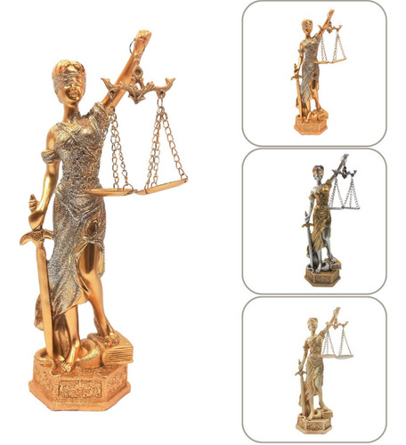 Estátua Decorativa Deusa Dama Da Justiça Themis Direito Cor Dourado