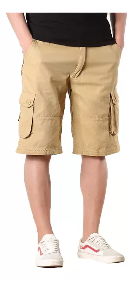 Bermudas Hombre Pantalones Casual Con Múltiples Bolsillos