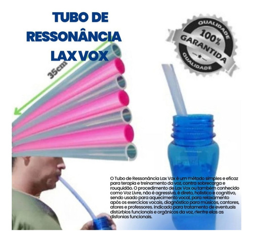 1 Tubo Ressonância Lax Vox Exercício Vocal Silicone 35cm