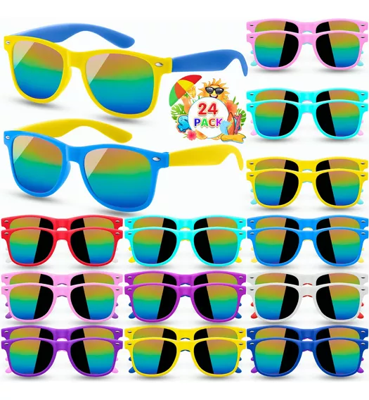 24 Pack Lentes De Sol Neón Para Niños Fiestas Protección Uv