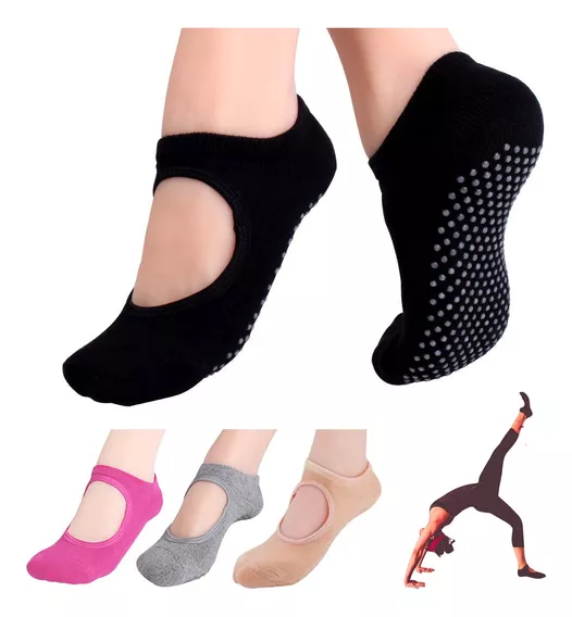 Calcetines Para Yoga Pilates Con Base Antiderrapante 4 Pares