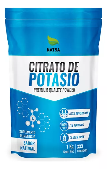 Citrato De Potasio, Calidad Premium, Bolsa 1 Kg Sabor Natural Natsa