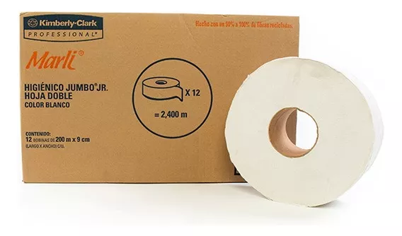 12 Pack Papel Higiénico Jumbo Jr Marli 200mts X 9cm