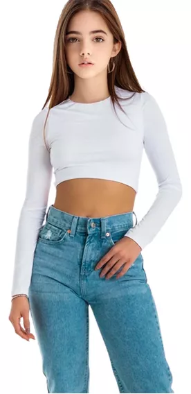 Blusa Crop Top Niña Manga Larga Moda