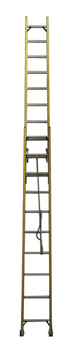 Escalera Extensible Fibra De Vidrio 2x10 Peldaños 314/528 Cm Color Amarillo